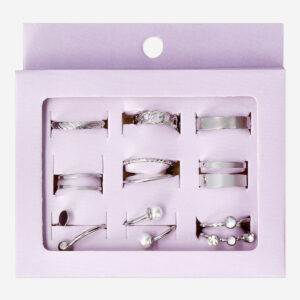 Adjustable silver rings - 9 pcs