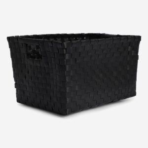 Black Storage Basket in Braided Plastic - Image 1