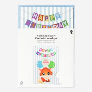 Birthday card with changing balloons and envelope