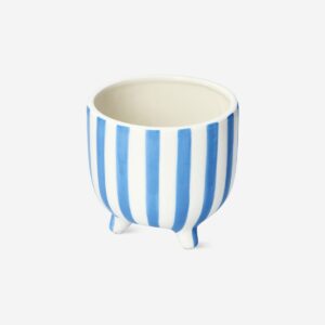 Blue striped flowerpot - Image 1
