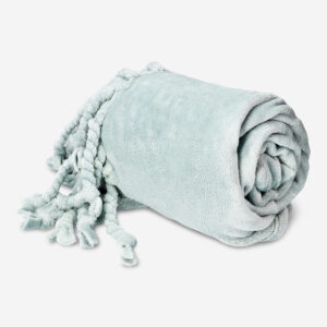 Blue throw blanket with fringes - Image 1
