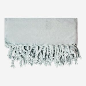 Blue throw blanket with fringes - Image 2
