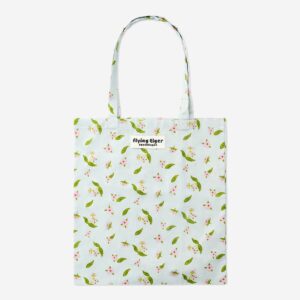 Blue tote bag with cherry blossoms - Image 1