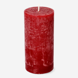 Dark Red Rustic Pillar Candle - 12 cm - Image 1