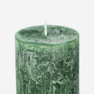 Dark Green Rustic Pillar Candle - 12 cm - Image 3