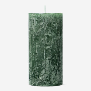 Dark Green Rustic Pillar Candle - 12 cm - Image 2