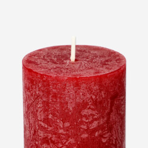 Dark Red Rustic Pillar Candle - 12 cm - Image 3