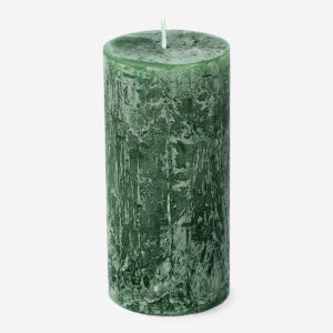 Dark Green Rustic Pillar Candle - 12 cm - Image 1