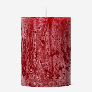 Dark Red Rustic Pillar Candle - 8 cm - Image 2