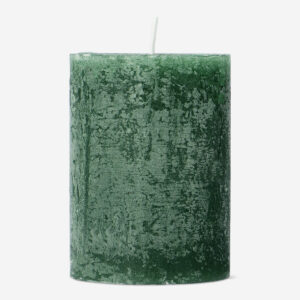 Dark Green Rustic Pillar Candle - 8 cm - Image 2
