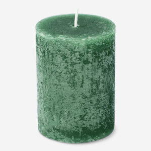 Dark Green Rustic Pillar Candle - 8 cm - Image 1