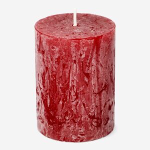Dark Red Rustic Pillar Candle - 8 cm - Image 1