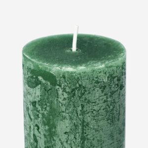 Dark Green Rustic Pillar Candle - 8 cm - Image 3