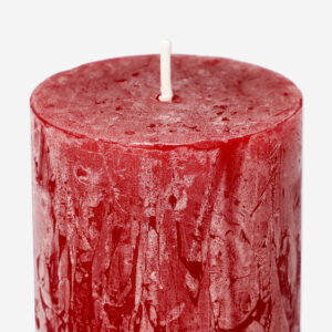 Dark Red Rustic Pillar Candle - 8 cm - Image 3