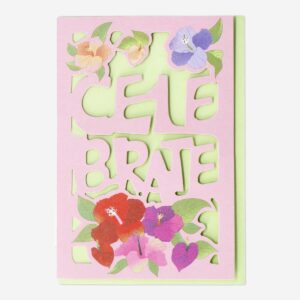 Card with tropical flowers and envelope - Image 1
