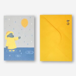 Dog with Ballon in Rain Card with Envelope - Image 2