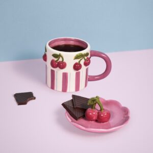 Cherry mug with snack tray - 370 ml