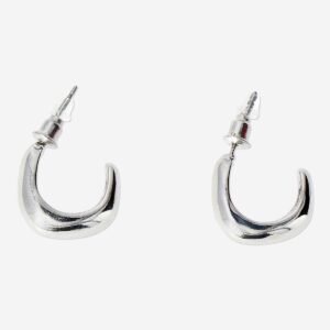 Chunky silver hoop earrings - 2 pcs