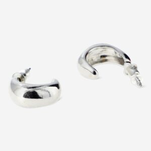 Chunky silver hoop earrings - 2 pcs - Image 3