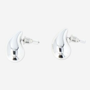 Chunky silver teardrop earrings - 2 pcs - Image 1