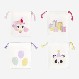 Cotton gift bags with birthday animals - 4 pcs - Image 1