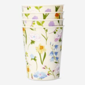 Cups with flower print - 4 pcs - Image 1