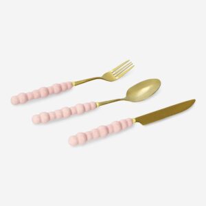 Cutlery set with pink bubble handles - 3 pcs - Image 2