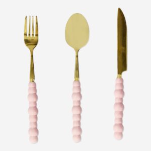 Cutlery set with pink bubble handles - 3 pcs