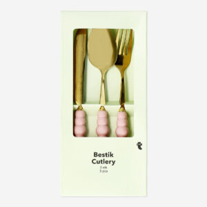 Cutlery set with pink bubble handles - 3 pcs - Image 3