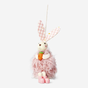 Decorative pink rabbit with long legs - Image 1