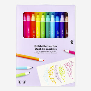 Dual tip felt markers - 12 pcs - Image 1