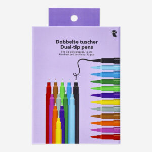 Dual-tip pens in box - 12 pcs - Image 1