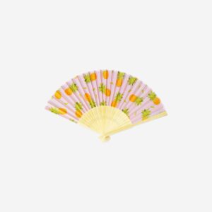 Foldable bamboo fan with pineapple print