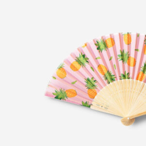 Foldable bamboo fan with pineapple print - Image 3
