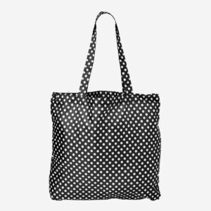 Foldable Black Tote Bag with Dots