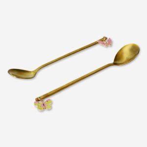 Gold dessert spoons with butterflies - 2 pcs - Image 2