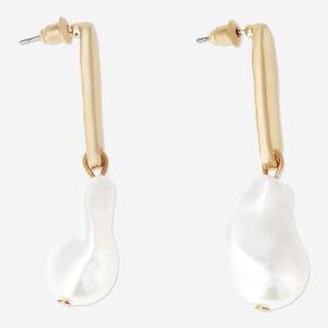 Gold earrings with pearl - 2 pcs - Image 1