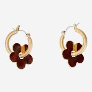 Gold flower hoop earrings - 2 pcs - Image 2