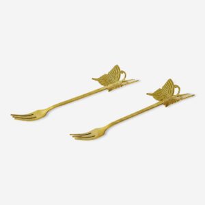Gold snack forks with butterflies - 2 pcs - Image 2