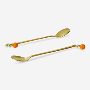 Gold spoons with oranges - 2 pcs - Image 3