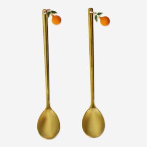 Gold spoons with oranges - 2 pcs - Image 2