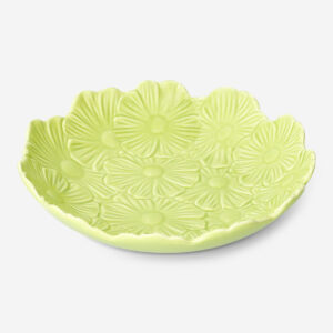 Green salad bowl with flowers - Large - Image 1