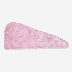 Plush pink hair towel with twist-and-button design - Image 2