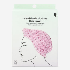 Plush pink hair towel with twist-and-button design - Image 1