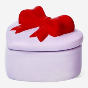 Heart shaped decorative jar with red bow - Small - Image 1
