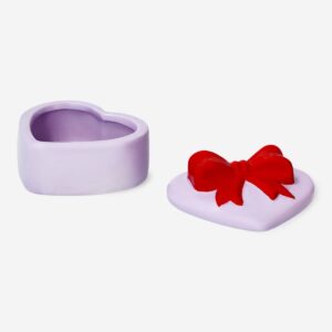 Heart shaped decorative jar with red bow - Small - Image 2