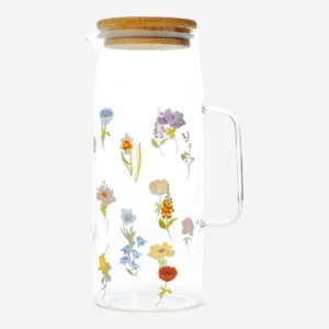 Jug with bamboo lid and flowers - 1.19 l - Image 2