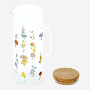 Jug with bamboo lid and flowers - 1.19 l - Image 3