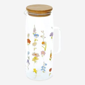 Jug with bamboo lid and flowers - 1.19 l - Image 1