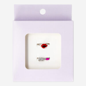 Lip- and Lipstick-Shaped Adjustable Rings - 2 pcs - Image 3